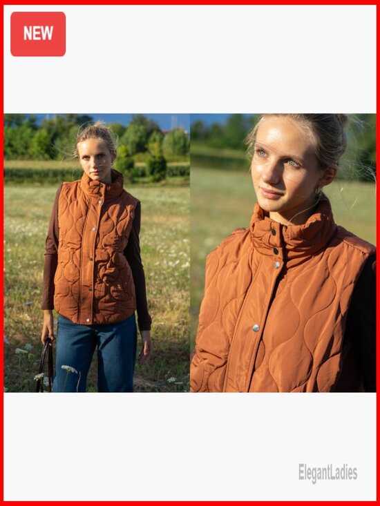 Women's Sleeveless Puffer Vest Quilted Jacket Lightweight Snap Zip Up - Picture 7 of 7